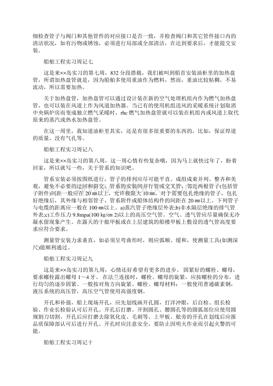 范本船舶工程实习周记文档格式.docx_第3页