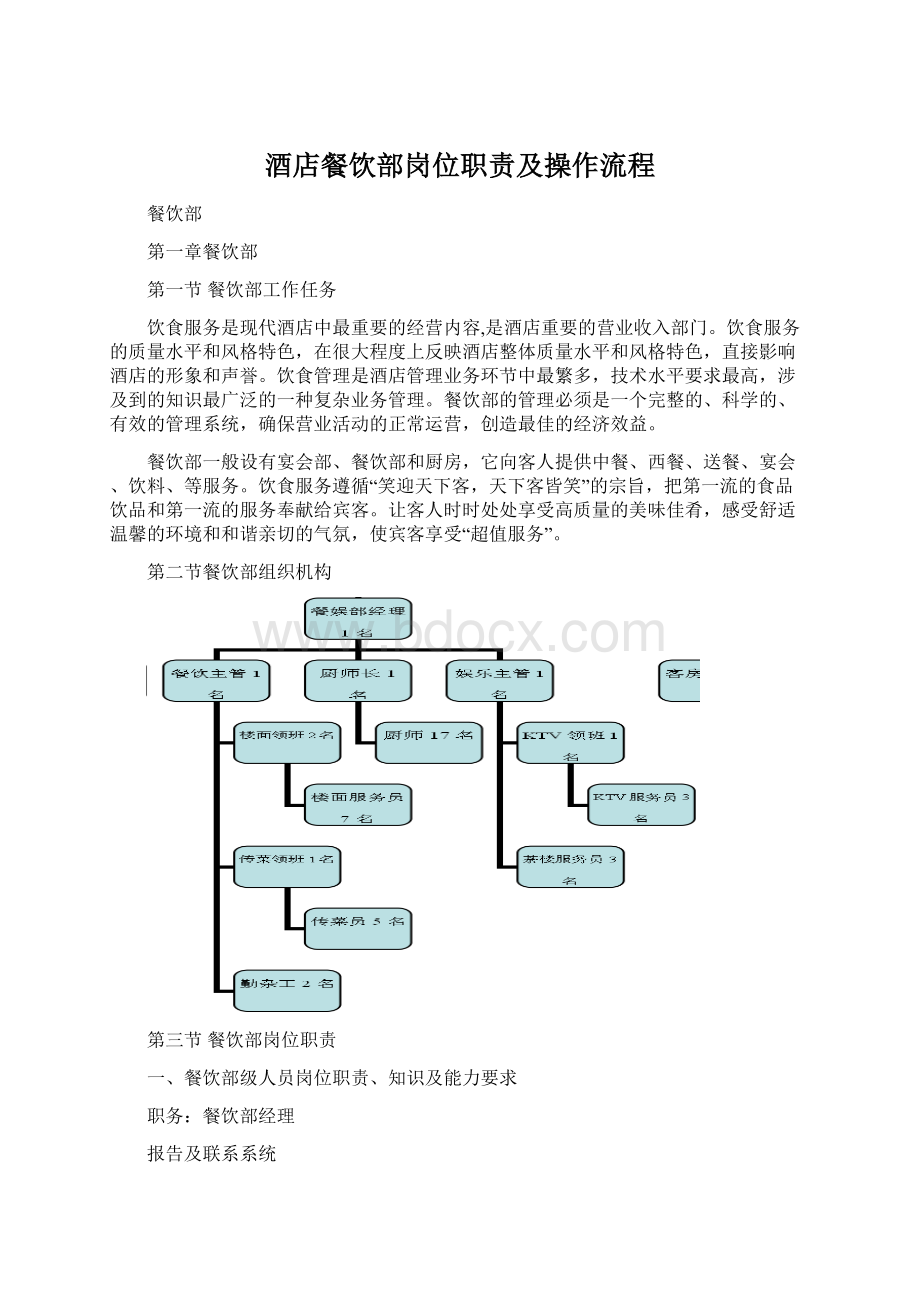 酒店餐饮部岗位职责及操作流程Word文档下载推荐.docx