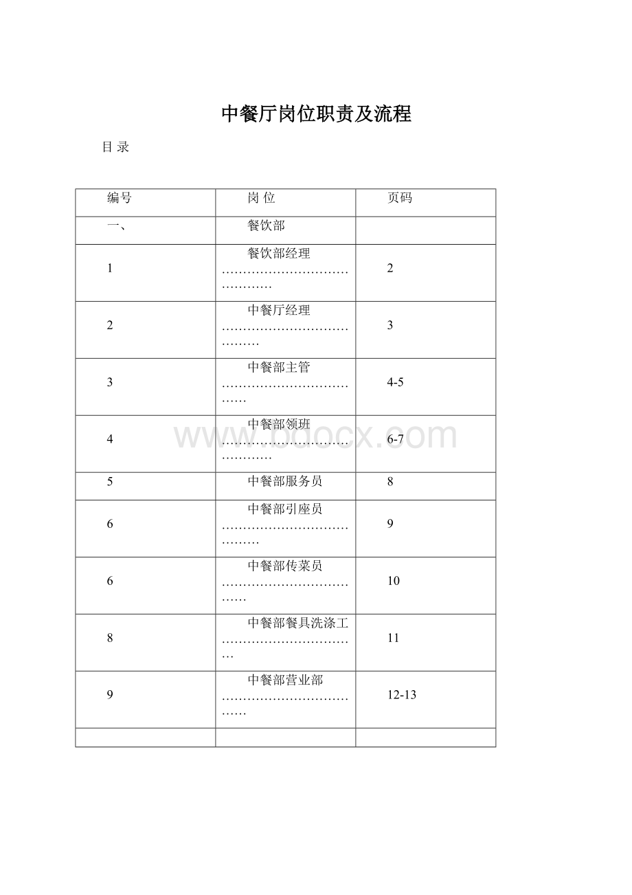 中餐厅岗位职责及流程文档格式.docx_第1页