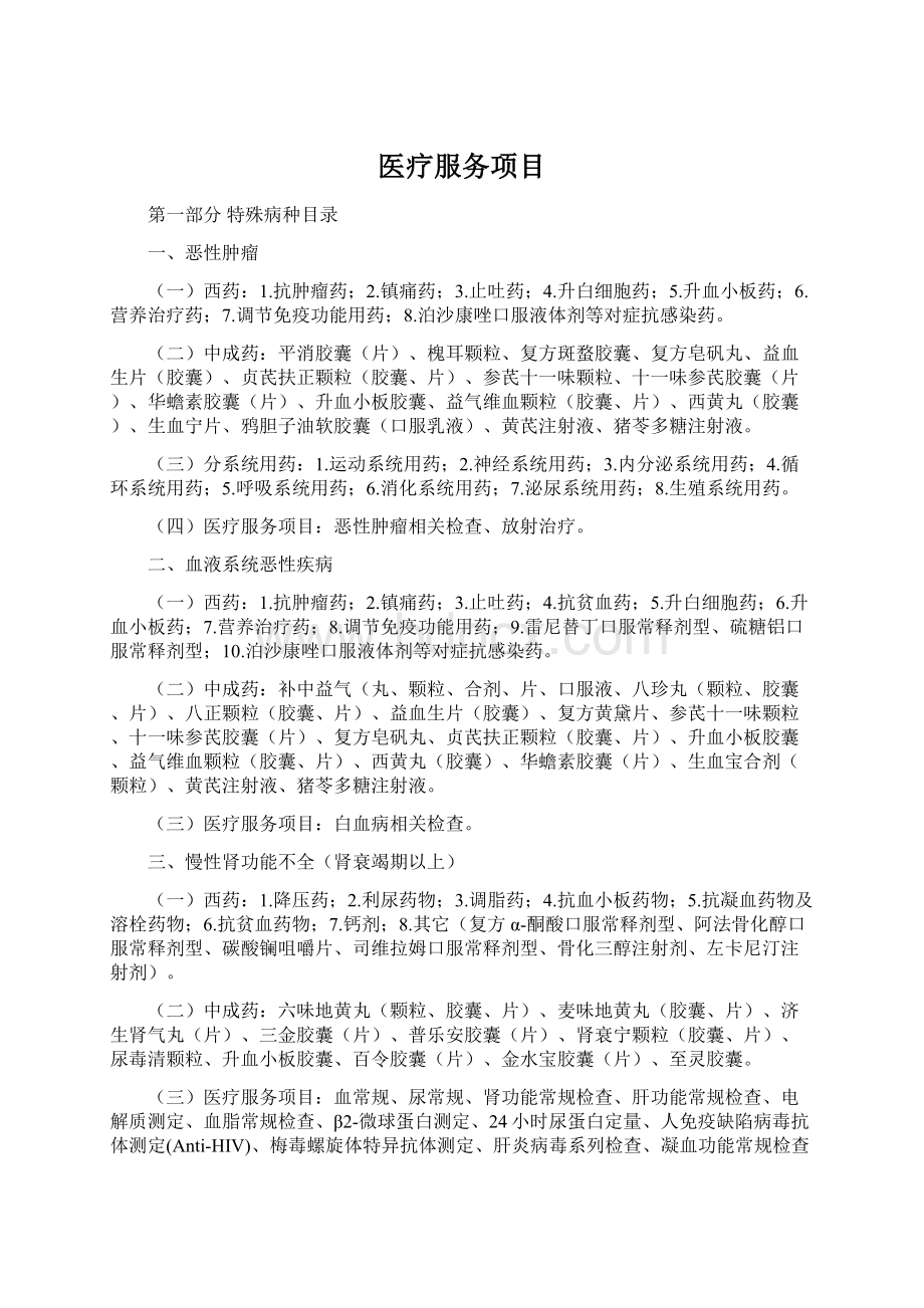 医疗服务项目Word文档下载推荐.docx