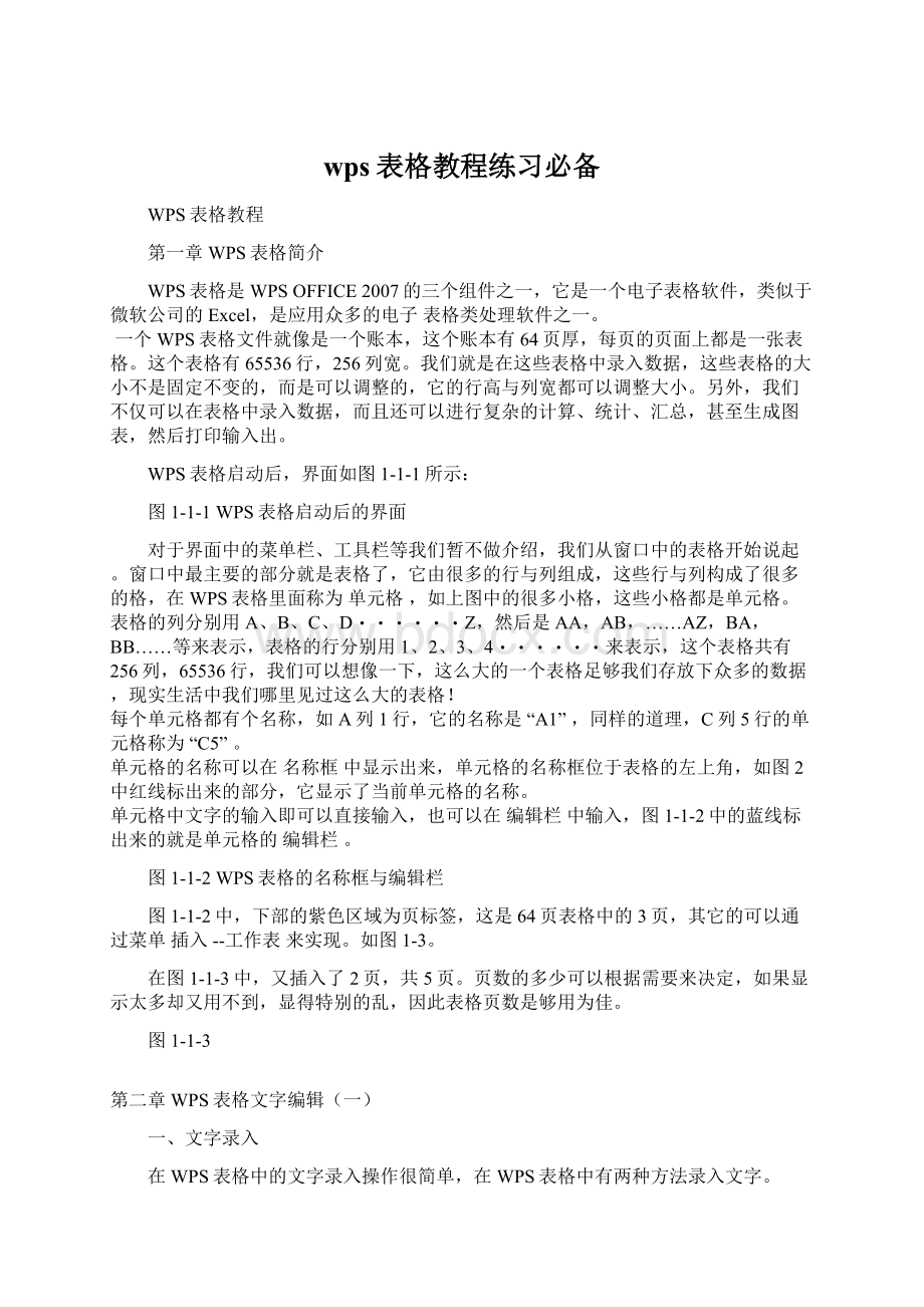 wps表格教程练习必备.docx