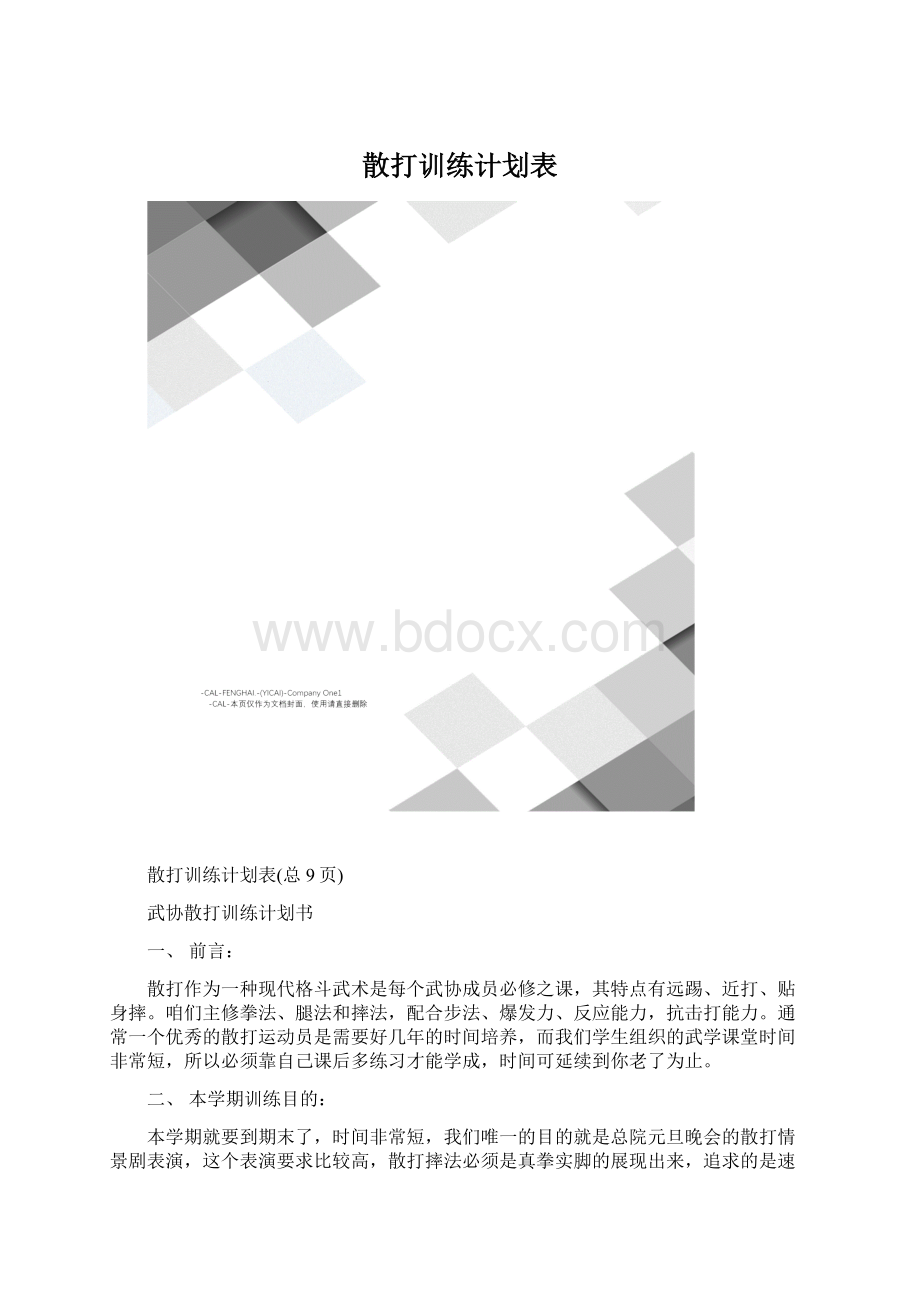 散打训练计划表Word文档下载推荐.docx