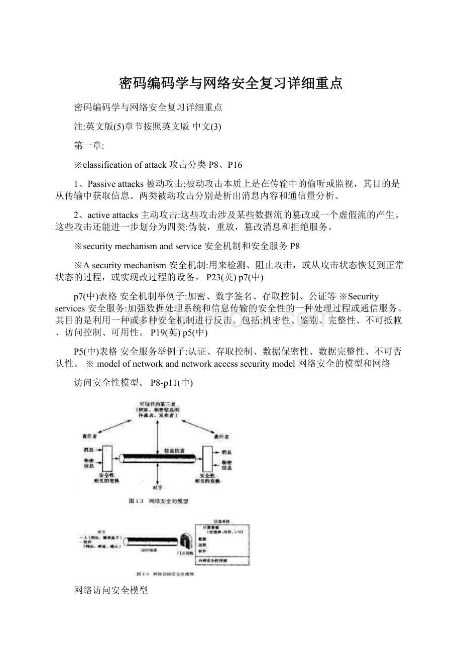 密码编码学与网络安全复习详细重点Word文档下载推荐.docx