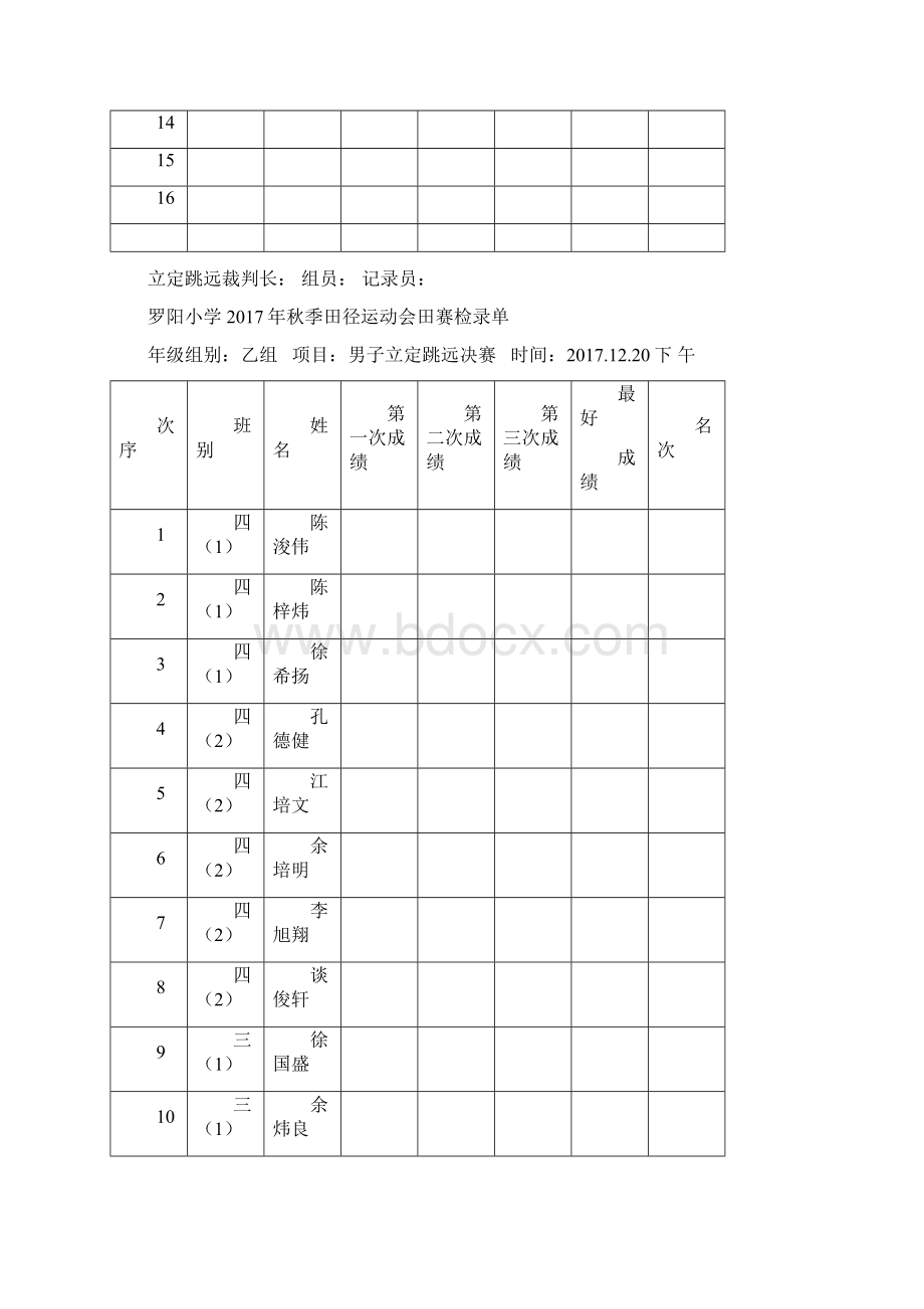 罗阳小学田赛检录单.docx_第2页