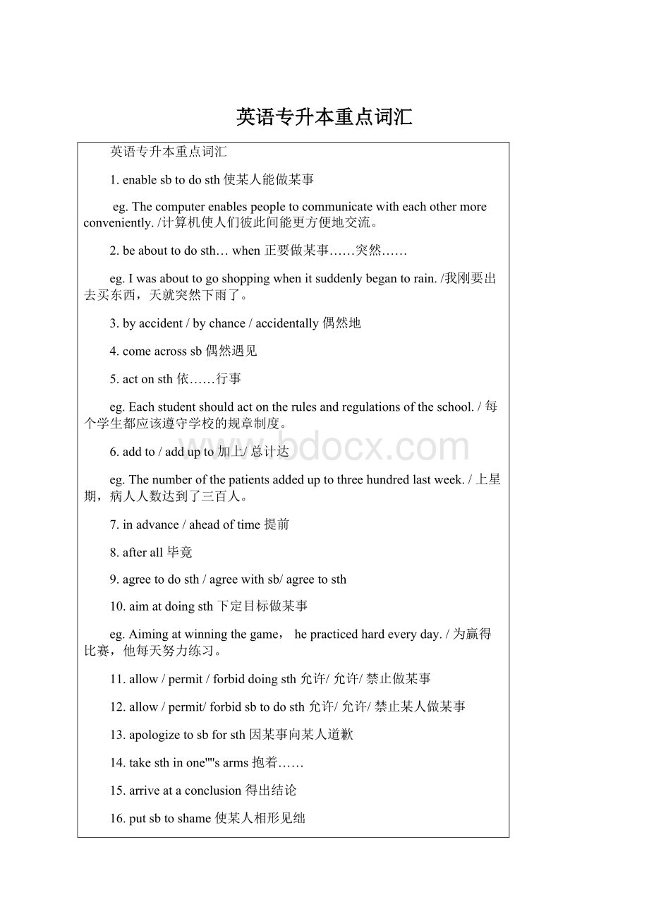 英语专升本重点词汇Word文档格式.docx_第1页