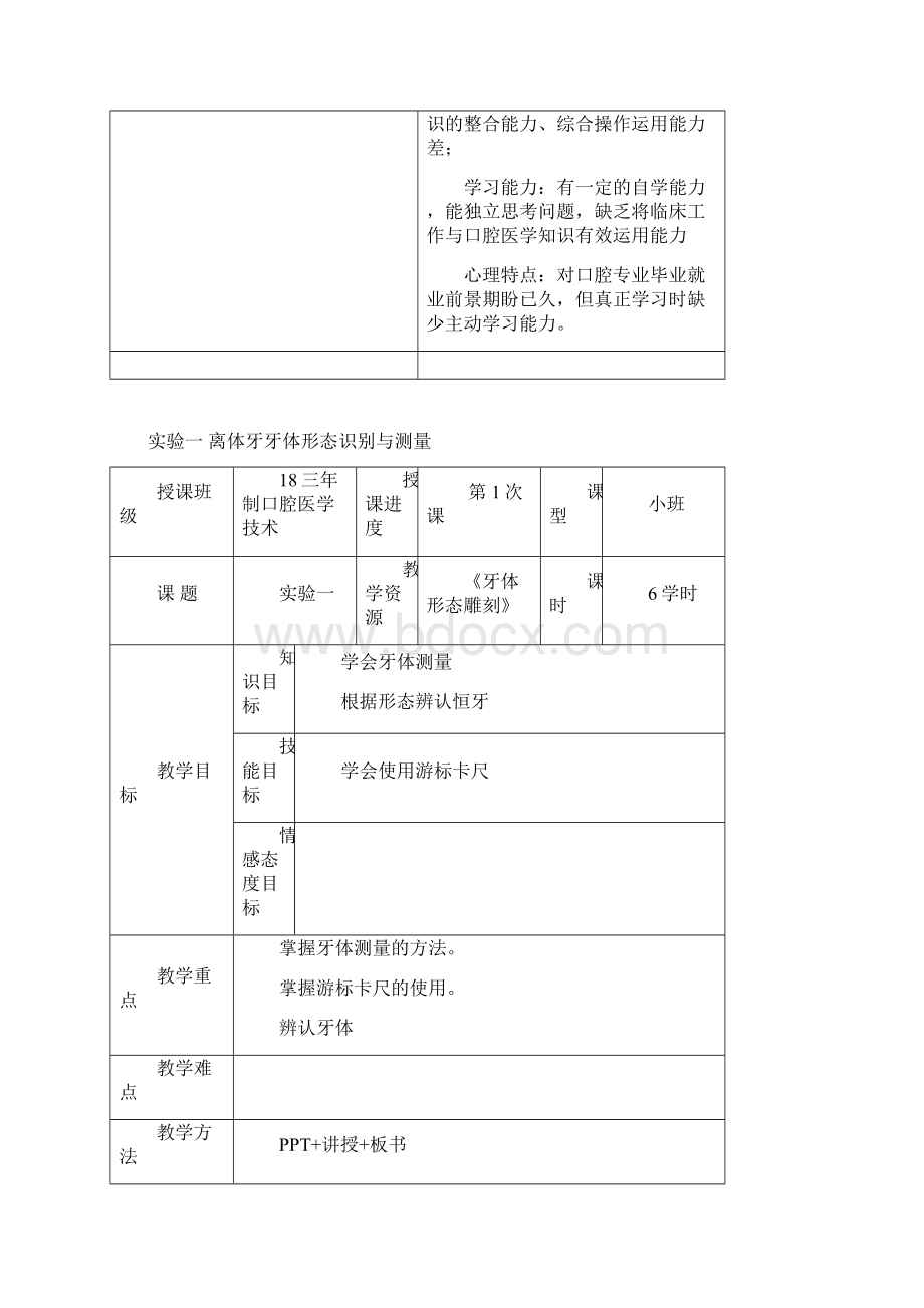 牙体形态雕刻技术标准教案Word格式.docx_第2页