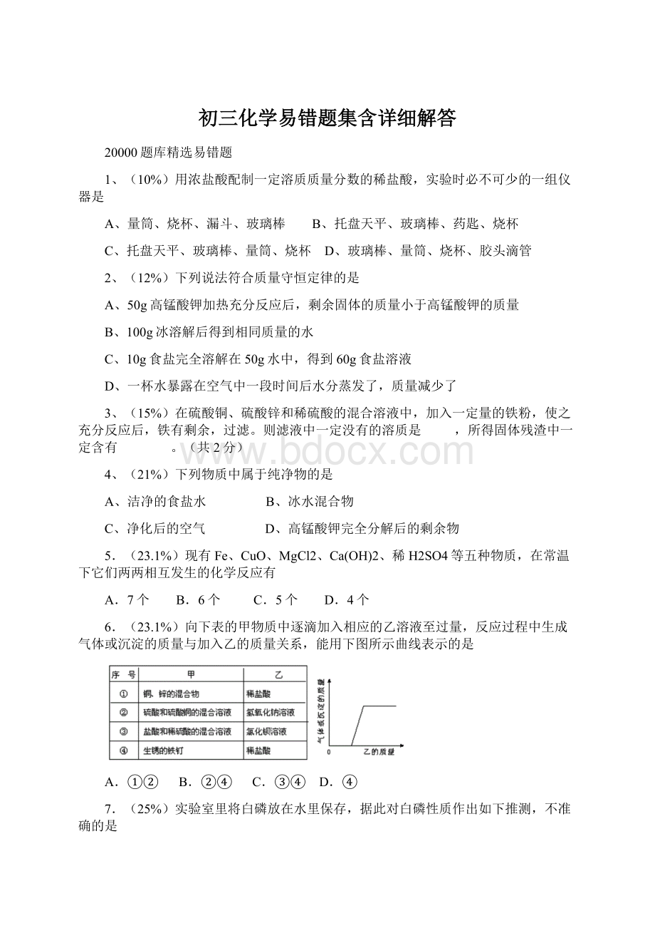 初三化学易错题集含详细解答.docx_第1页