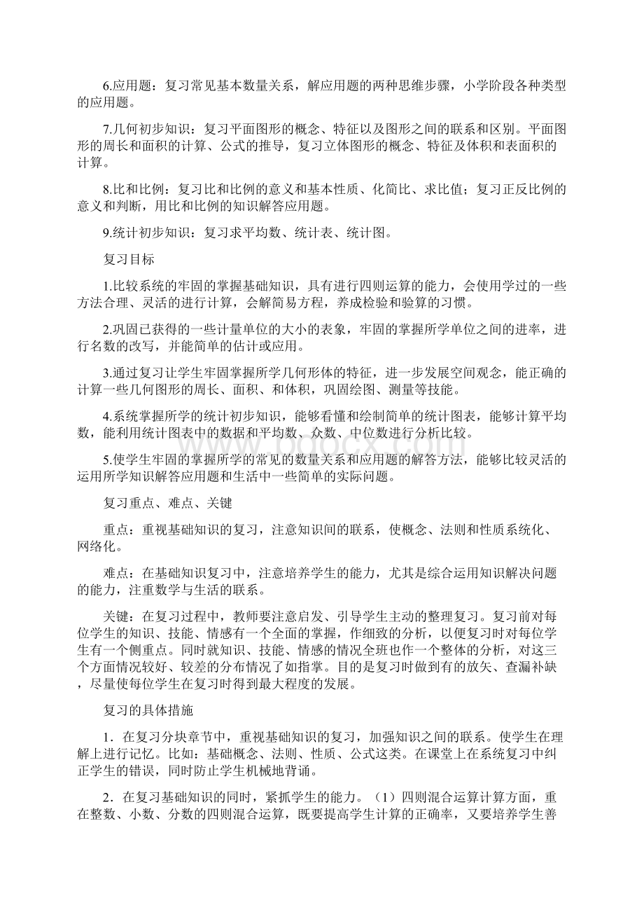 最新小学六年级数学复习计划发言稿.docx_第2页