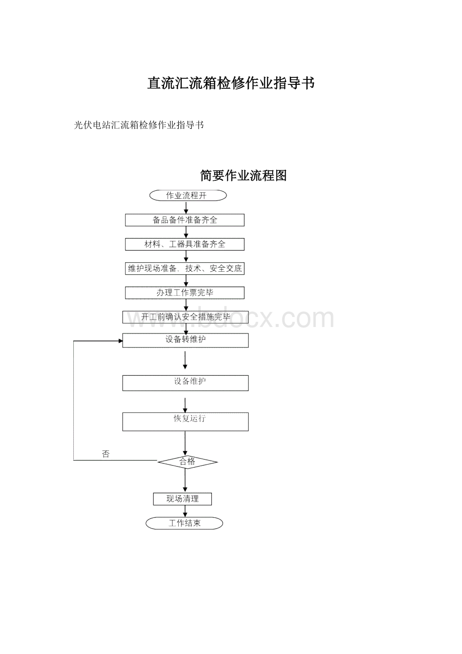 直流汇流箱检修作业指导书Word文档下载推荐.docx