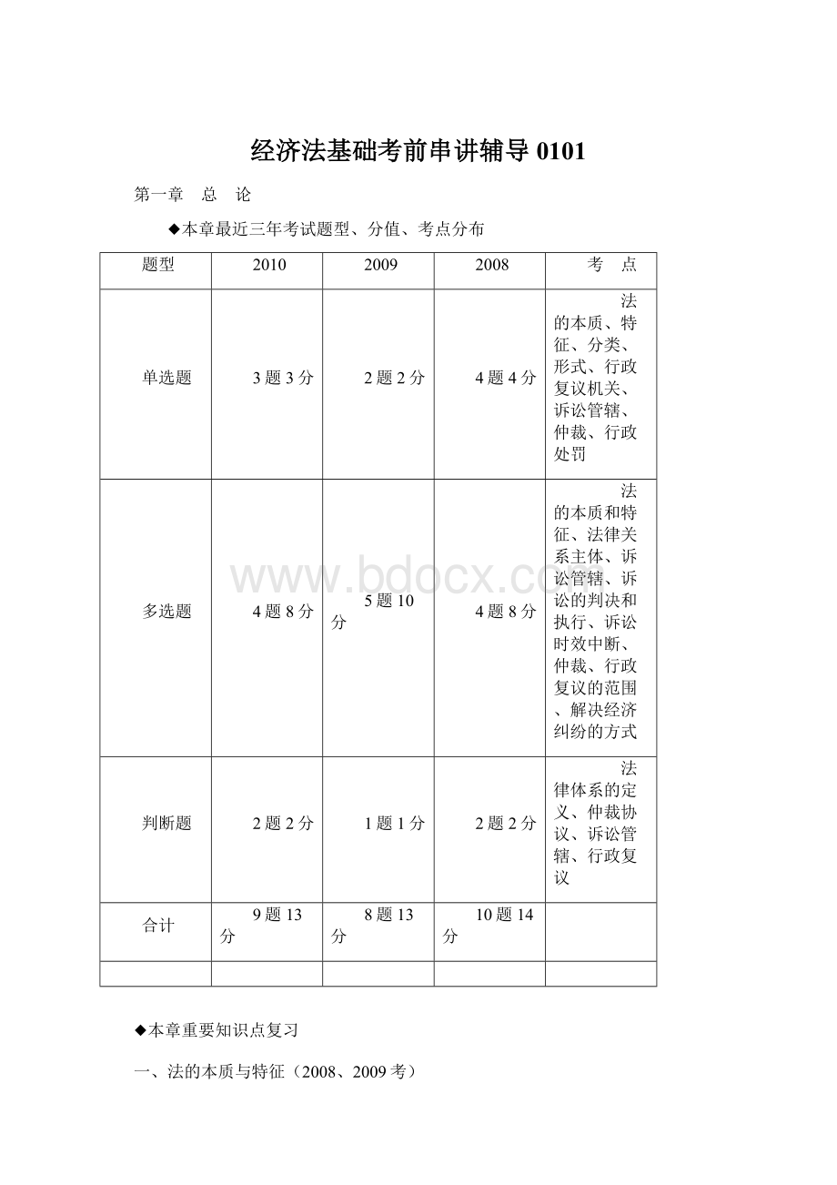 经济法基础考前串讲辅导0101Word文档下载推荐.docx_第1页