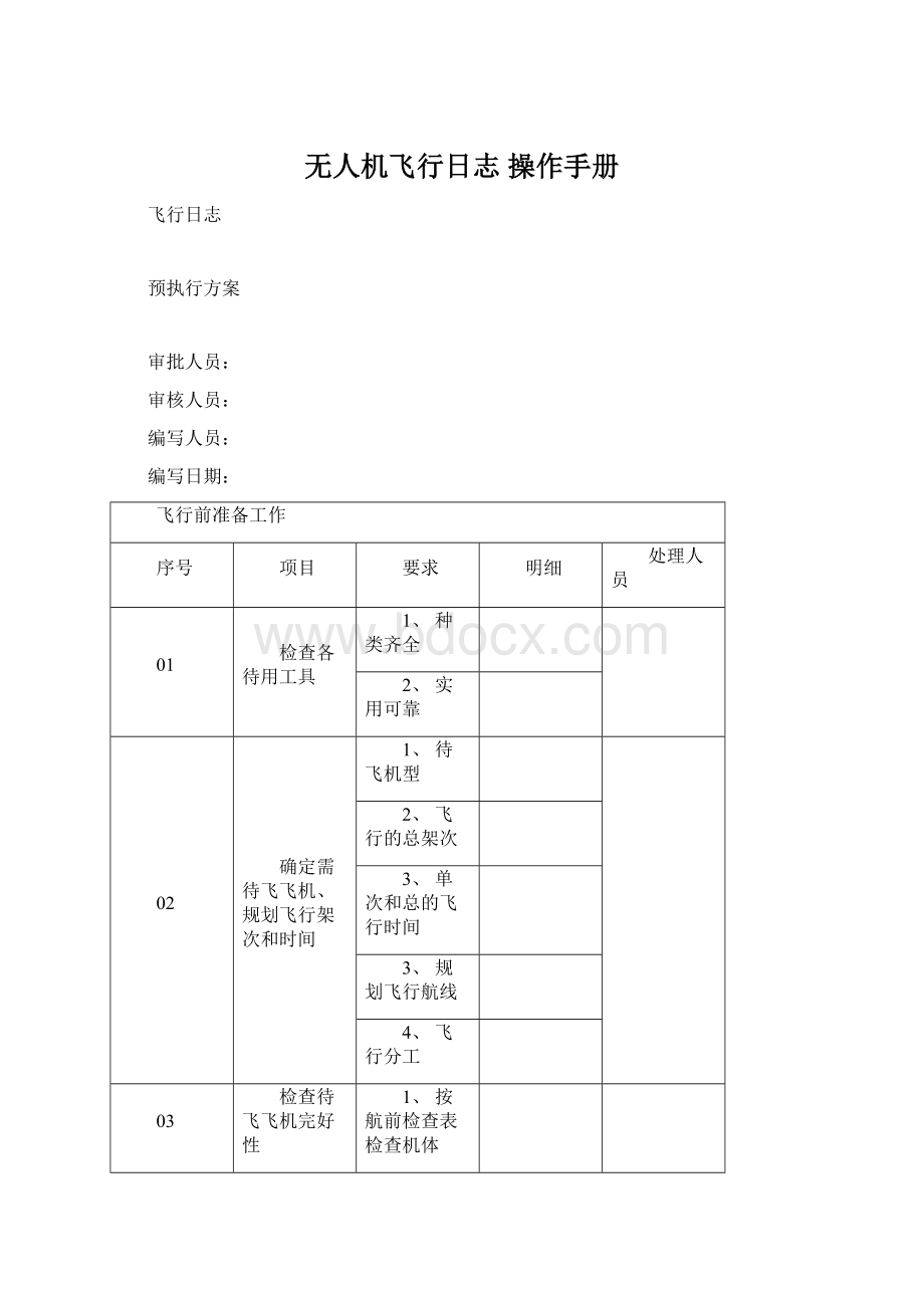 无人机飞行日志 操作手册Word文档格式.docx_第1页