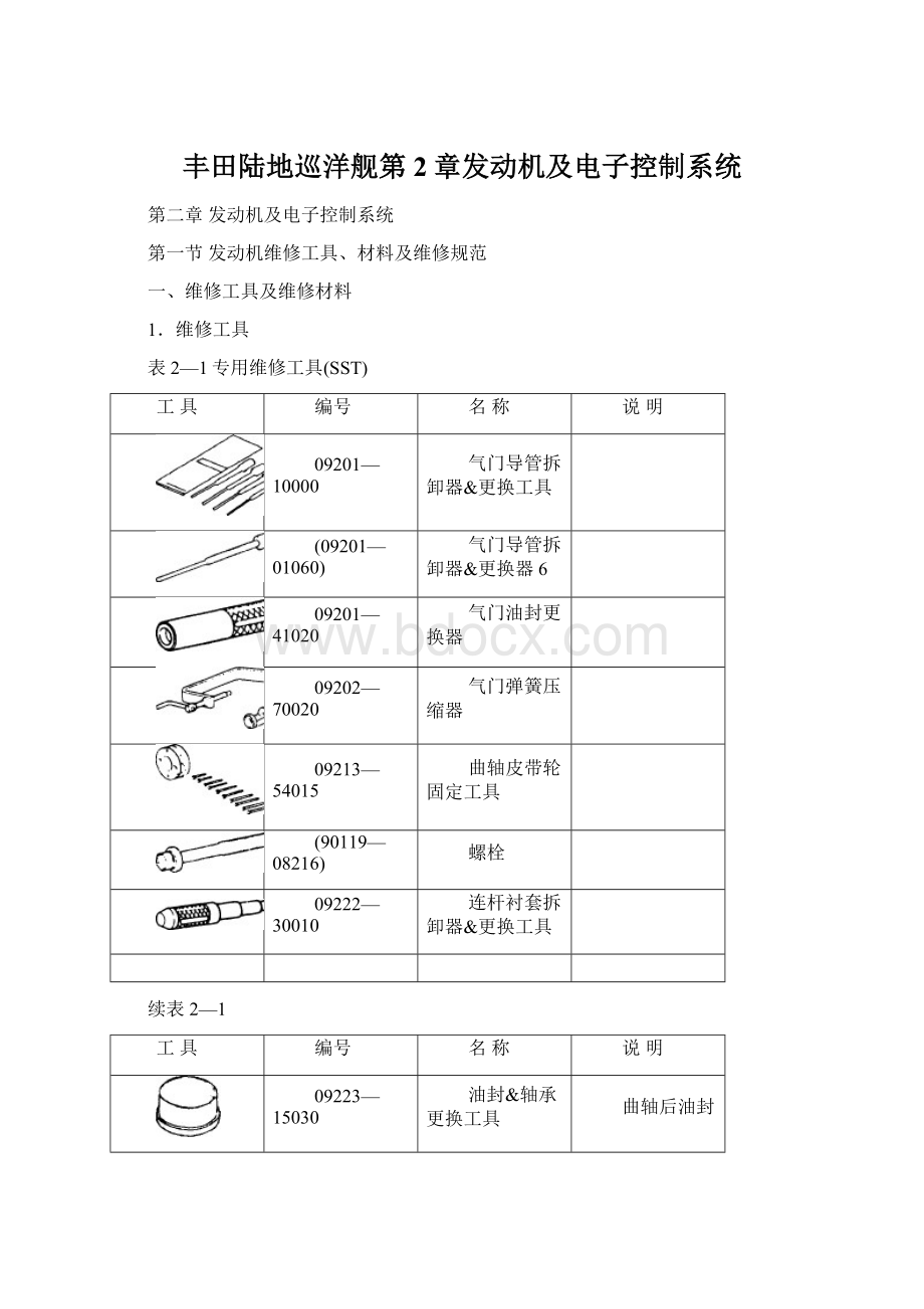 丰田陆地巡洋舰第2章发动机及电子控制系统Word文档下载推荐.docx