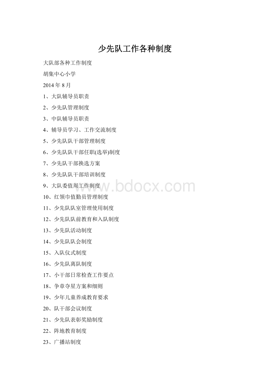 少先队工作各种制度Word格式文档下载.docx