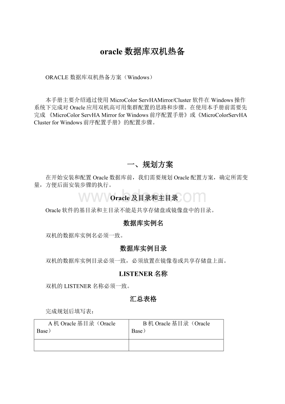 oracle数据库双机热备Word格式.docx_第1页