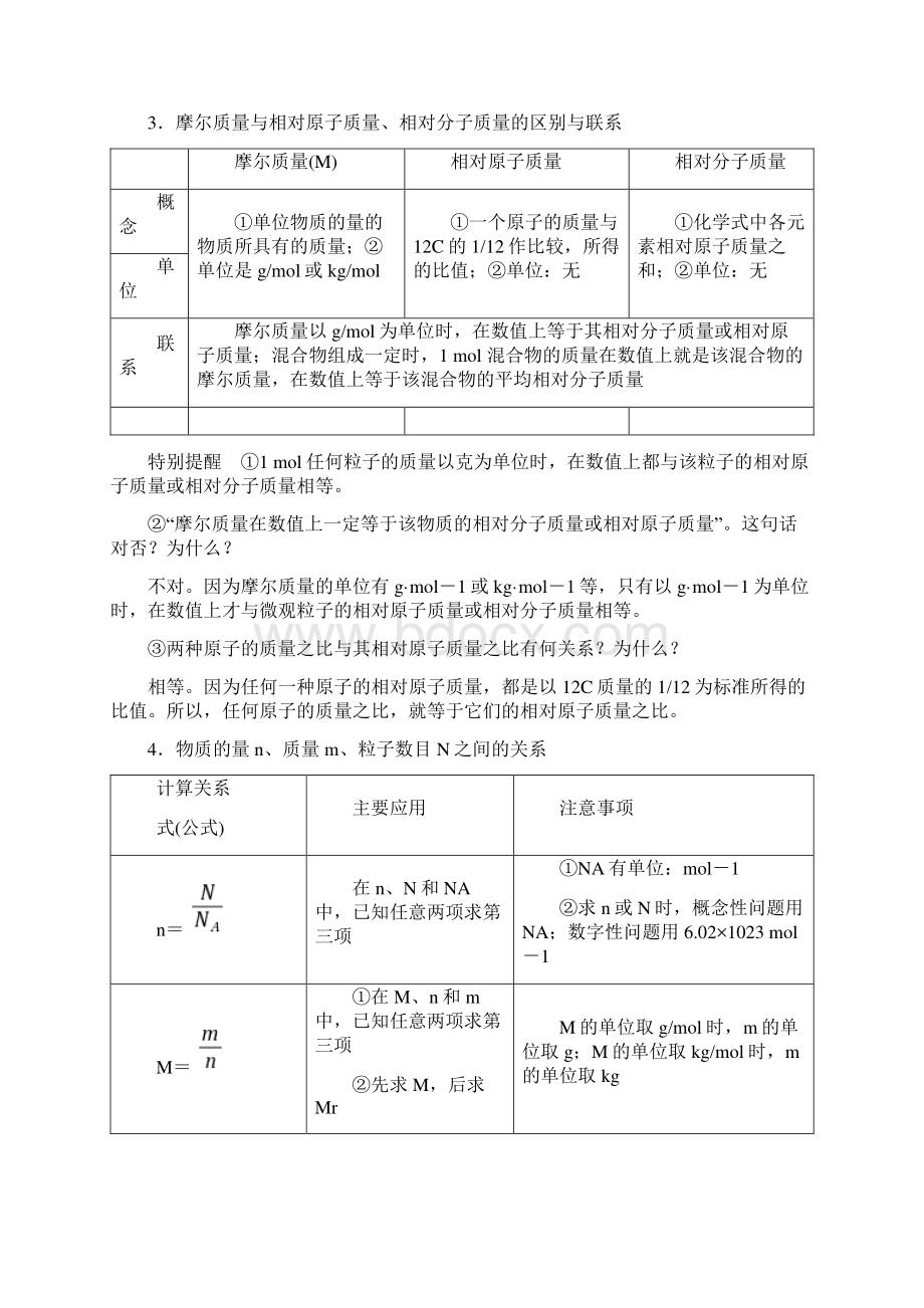 高一化学物质的量知识点讲解.docx_第3页