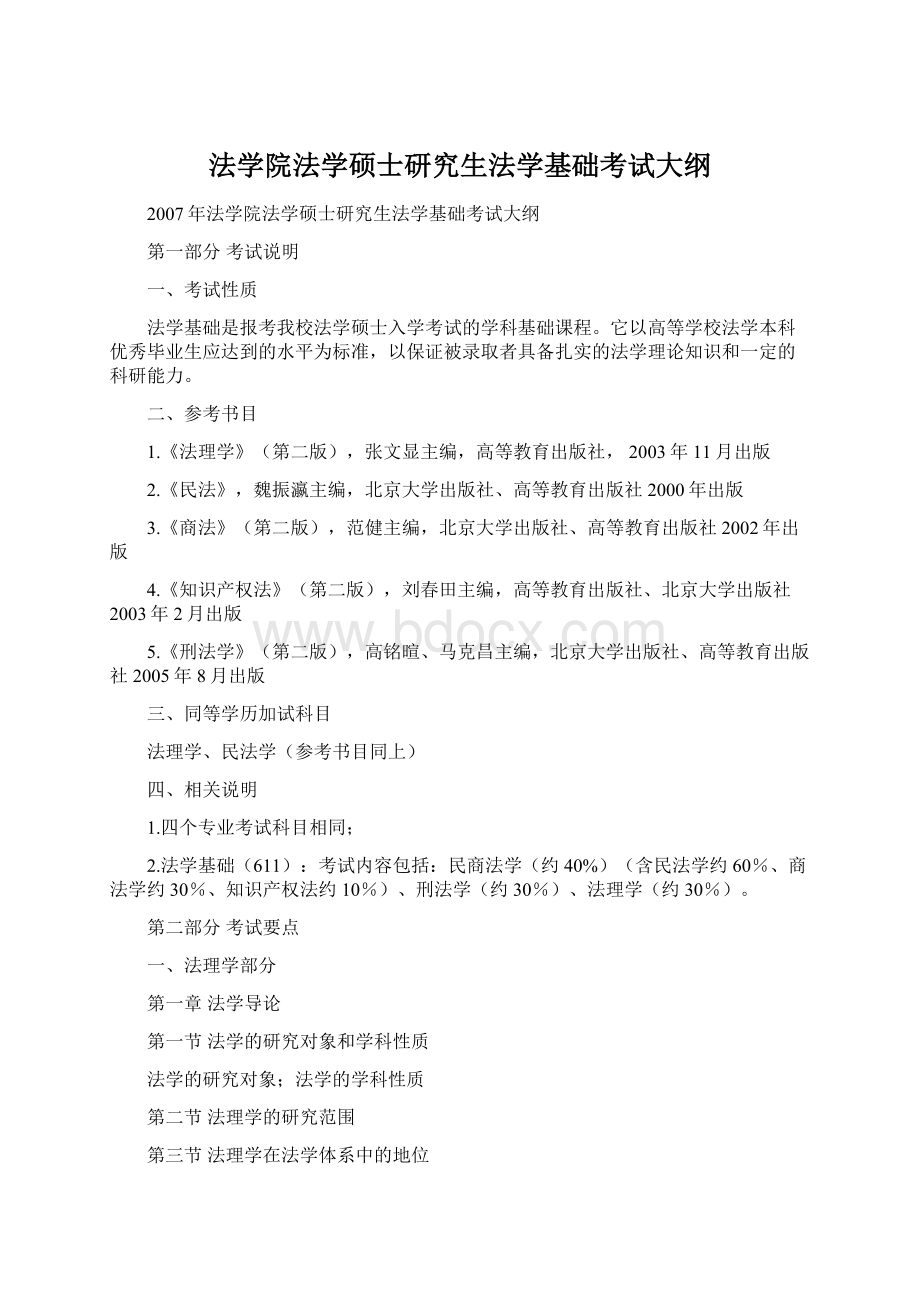 法学院法学硕士研究生法学基础考试大纲.docx_第1页