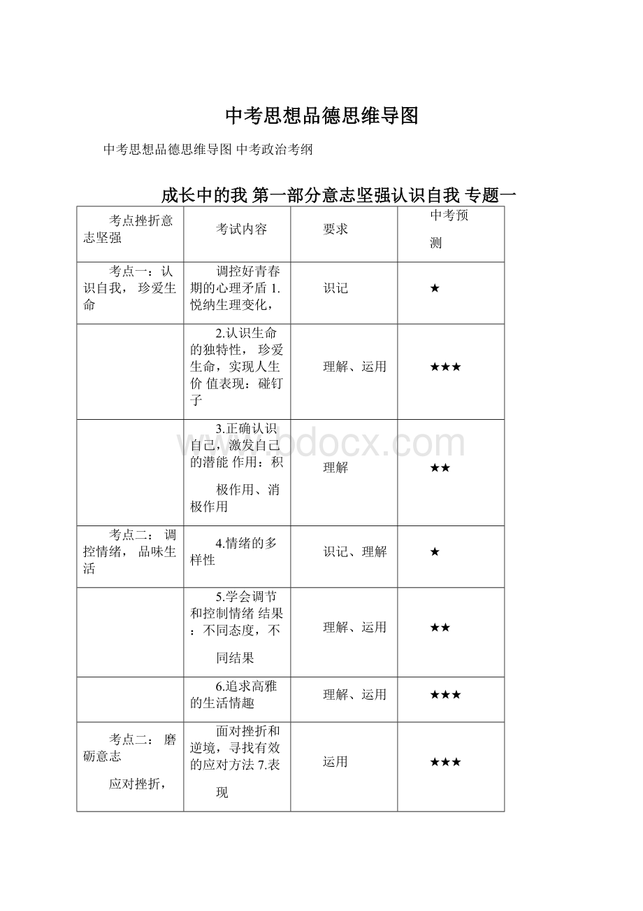 中考思想品德思维导图Word文档下载推荐.docx