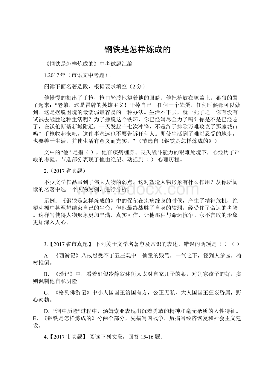 钢铁是怎样炼成的文档格式.docx