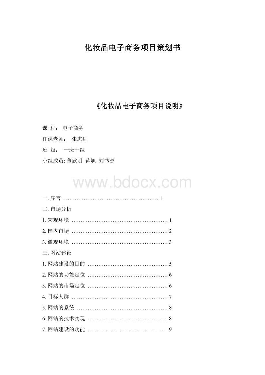 化妆品电子商务项目策划书.docx