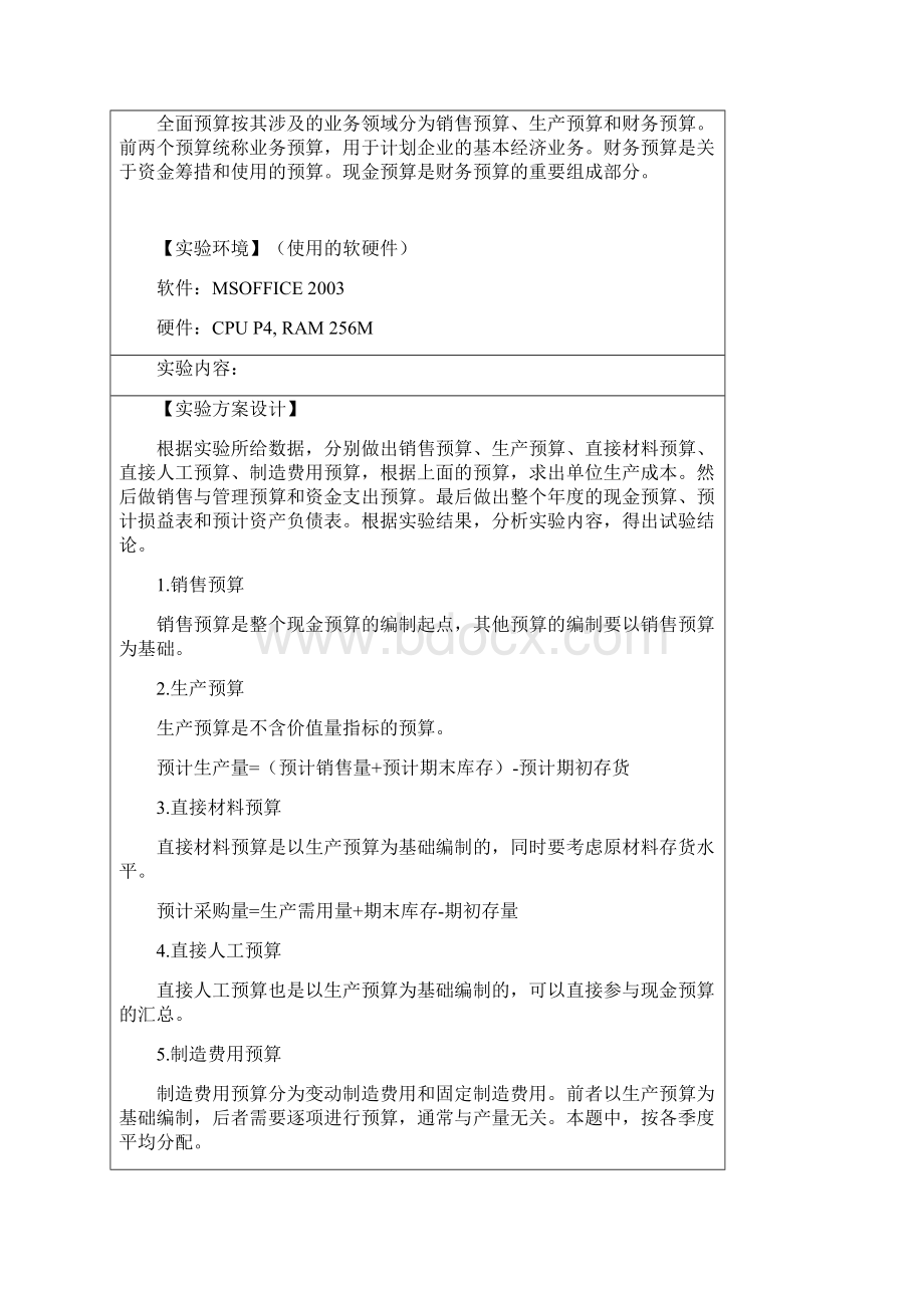 全面预算编制实验Word文件下载.docx_第2页