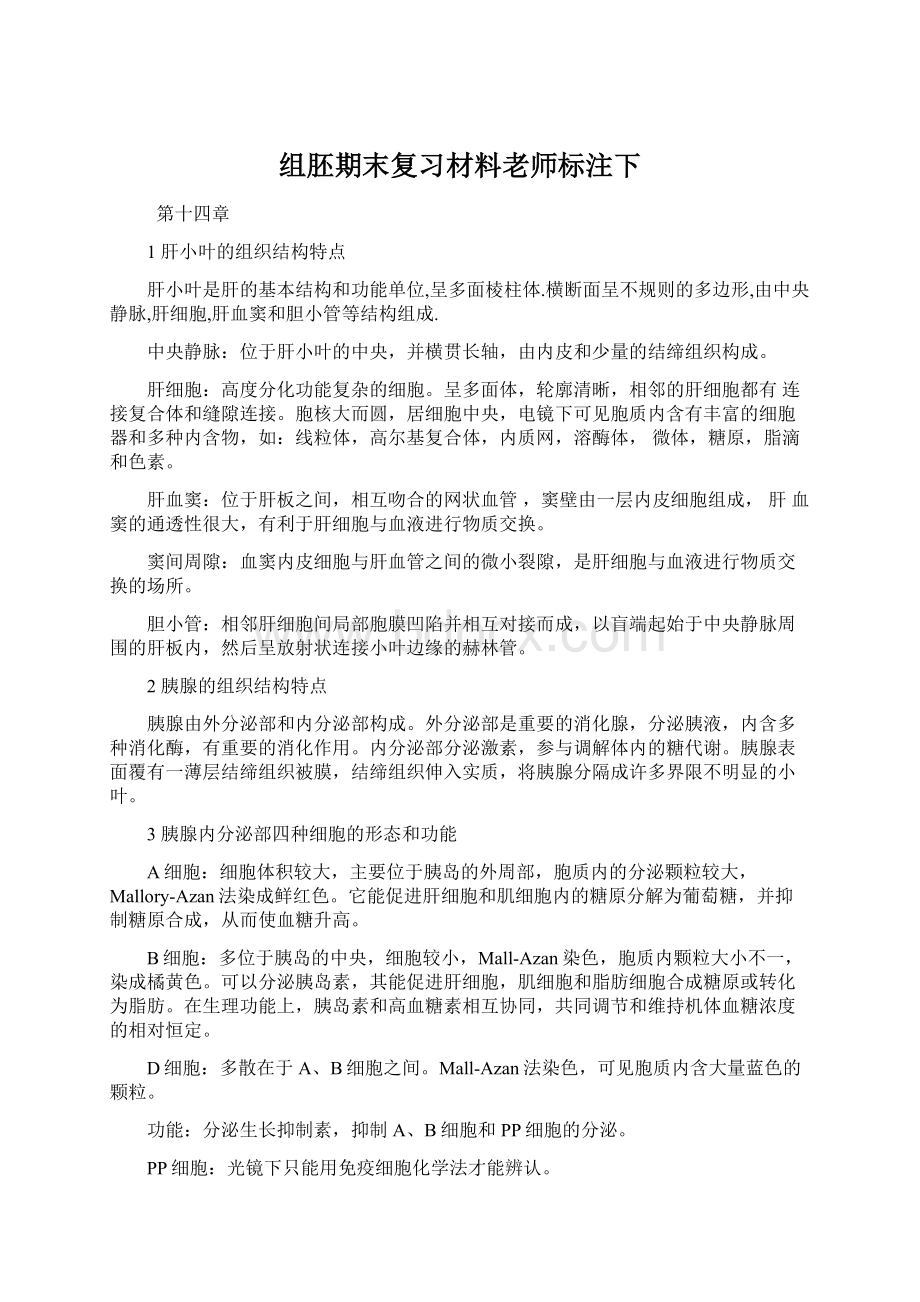 组胚期末复习材料老师标注下Word格式.docx