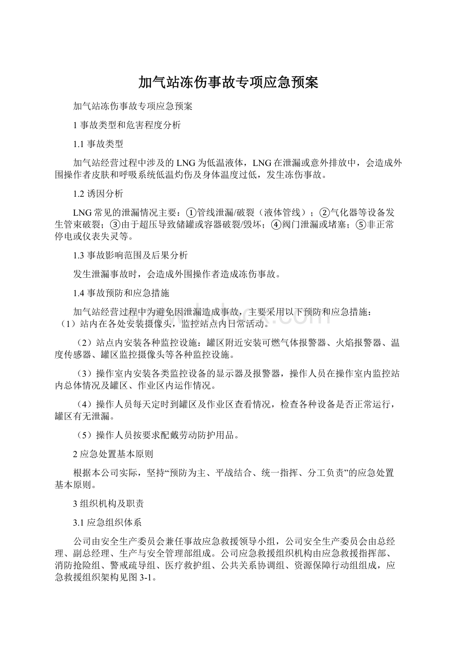 加气站冻伤事故专项应急预案Word格式文档下载.docx