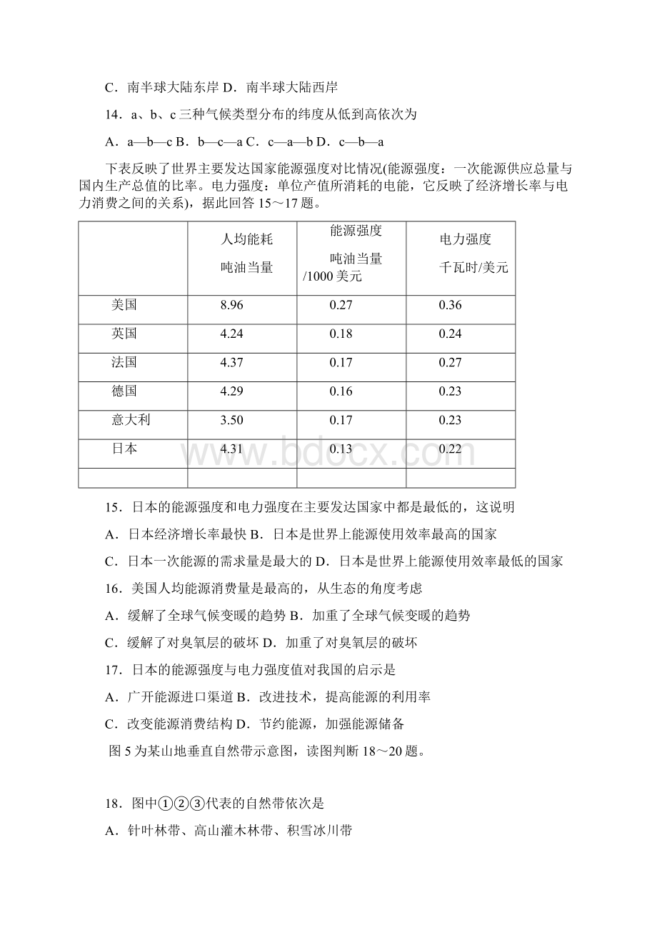 完整高三地理复习摸底考试试题Word下载.docx_第3页