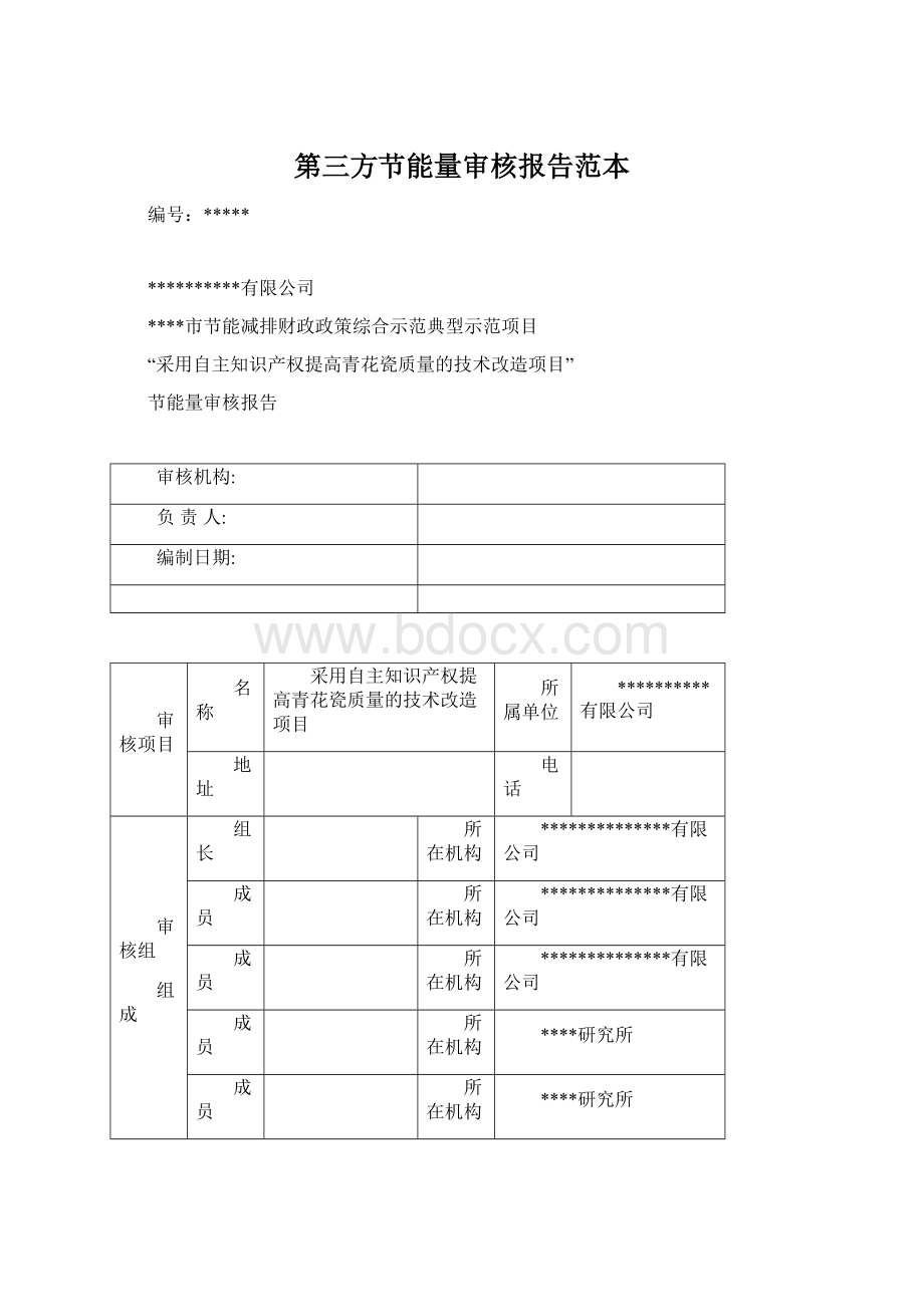 第三方节能量审核报告范本.docx_第1页