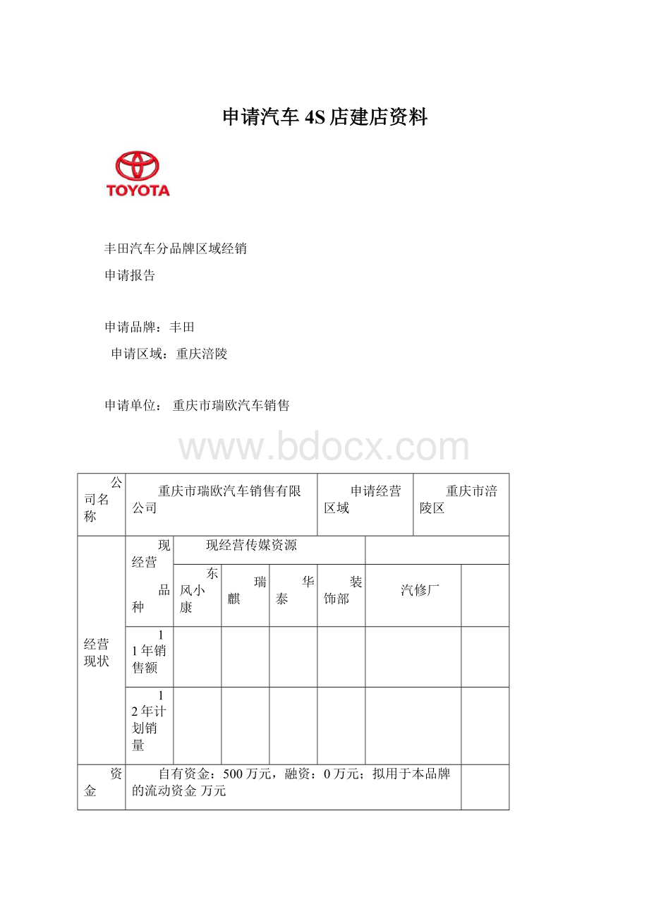 申请汽车4S店建店资料.docx_第1页