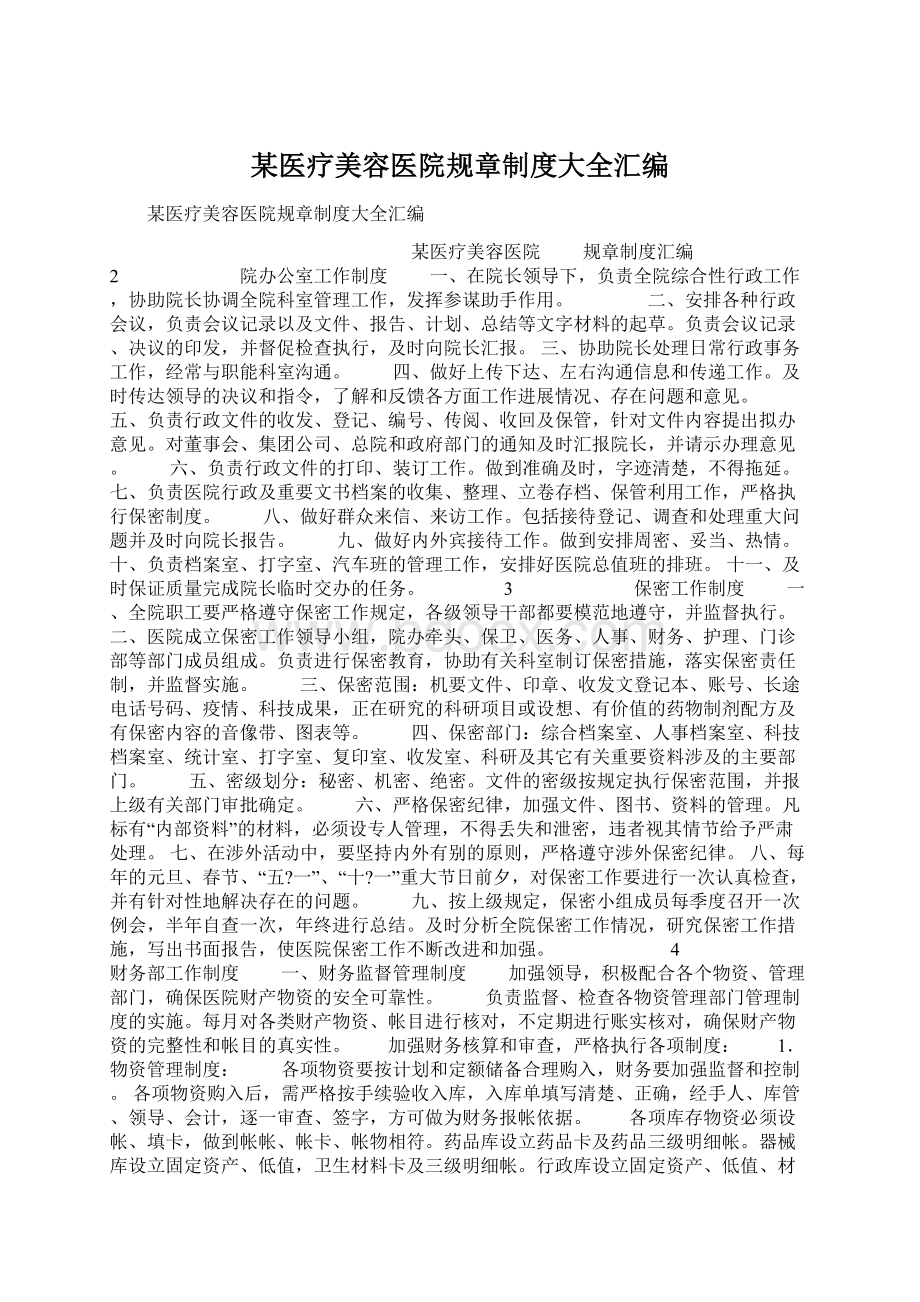 某医疗美容医院规章制度大全汇编.docx_第1页