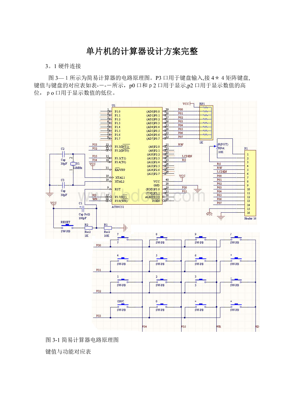 单片机的计算器设计方案完整Word文档格式.docx_第1页