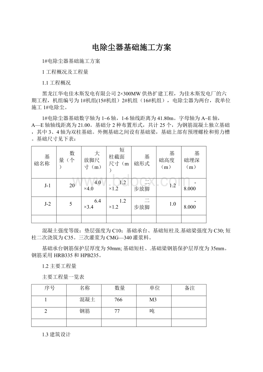 电除尘器基础施工方案.docx_第1页