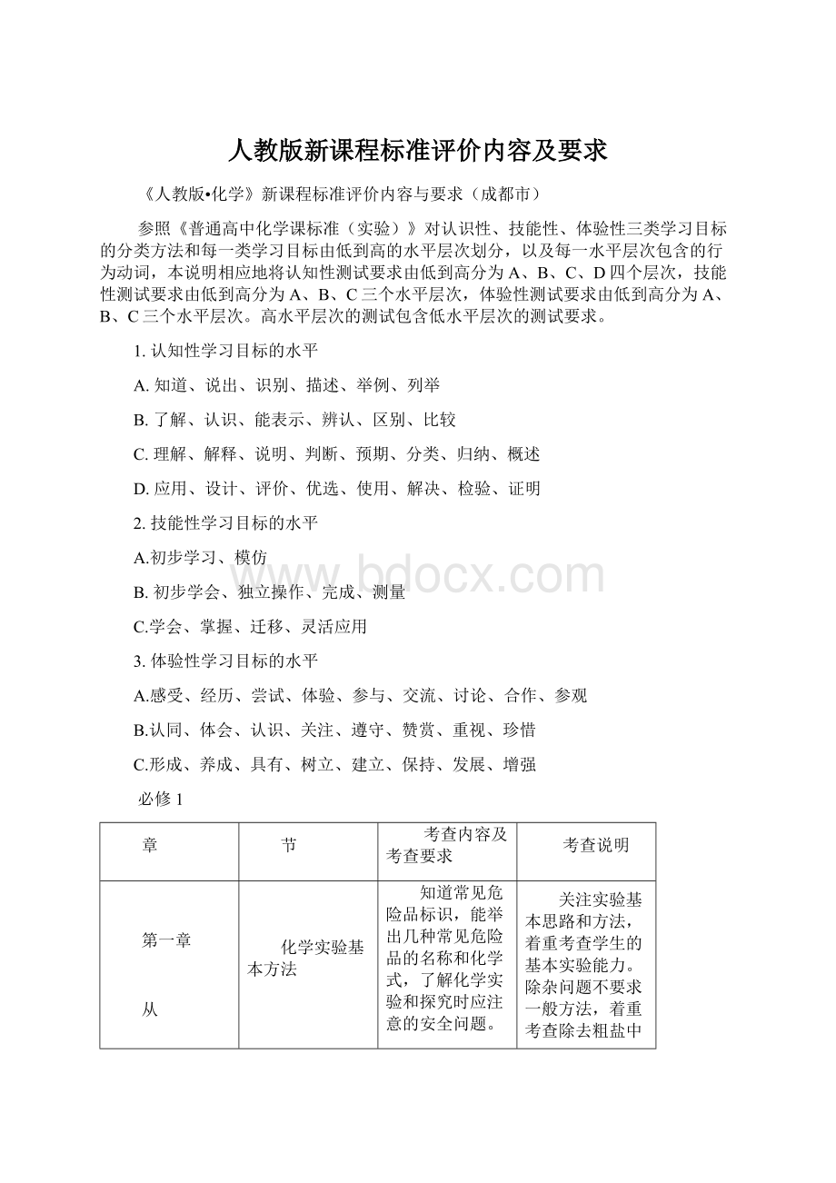 人教版新课程标准评价内容及要求.docx_第1页