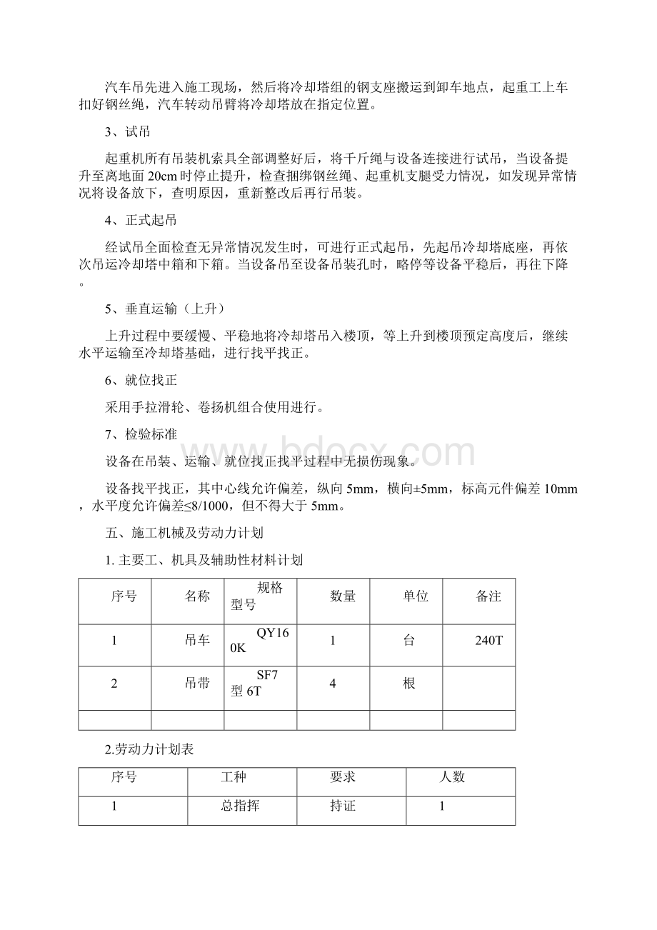 冷却塔冷水机组吊装方案.docx_第3页