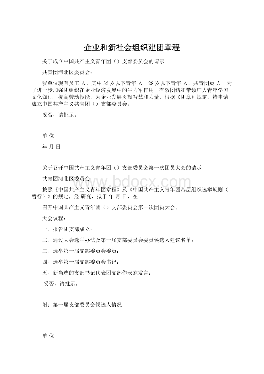 企业和新社会组织建团章程.docx