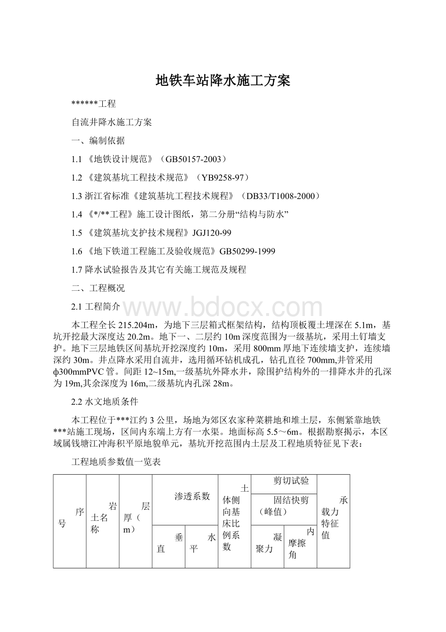 地铁车站降水施工方案.docx_第1页