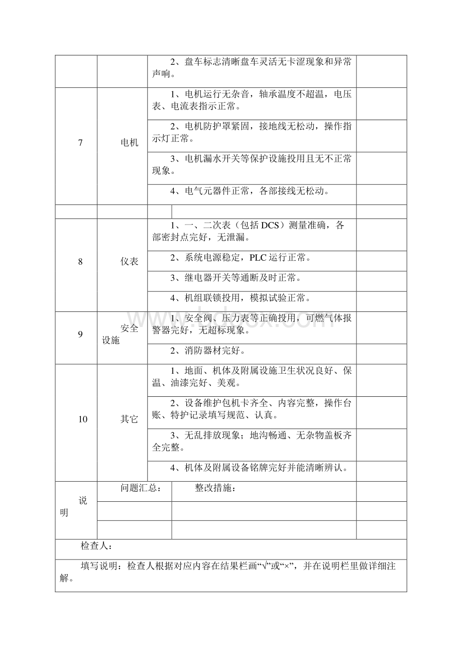 大型机组五位一体检查表Word格式.docx_第2页