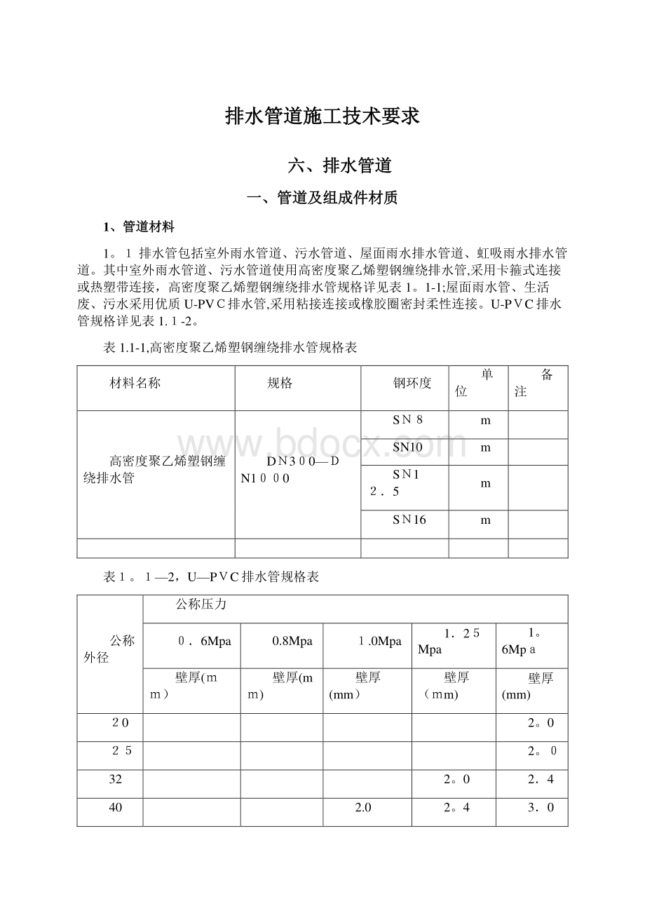 排水管道施工技术要求.docx_第1页