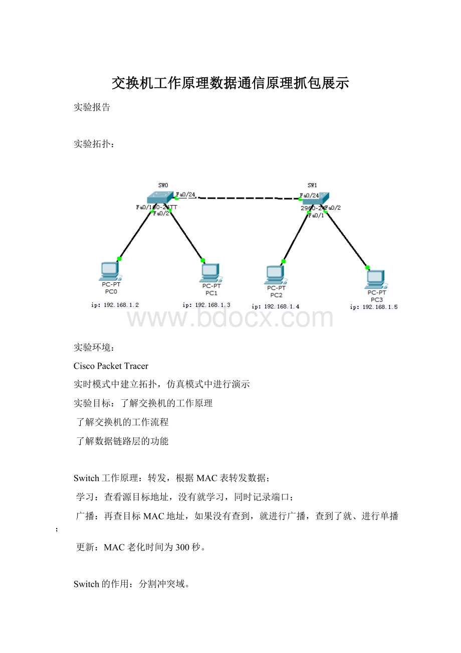 交换机工作原理数据通信原理抓包展示Word格式.docx_第1页