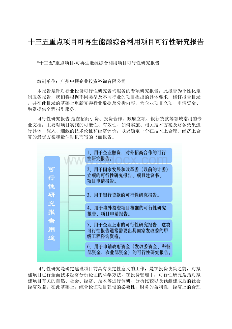 十三五重点项目可再生能源综合利用项目可行性研究报告.docx