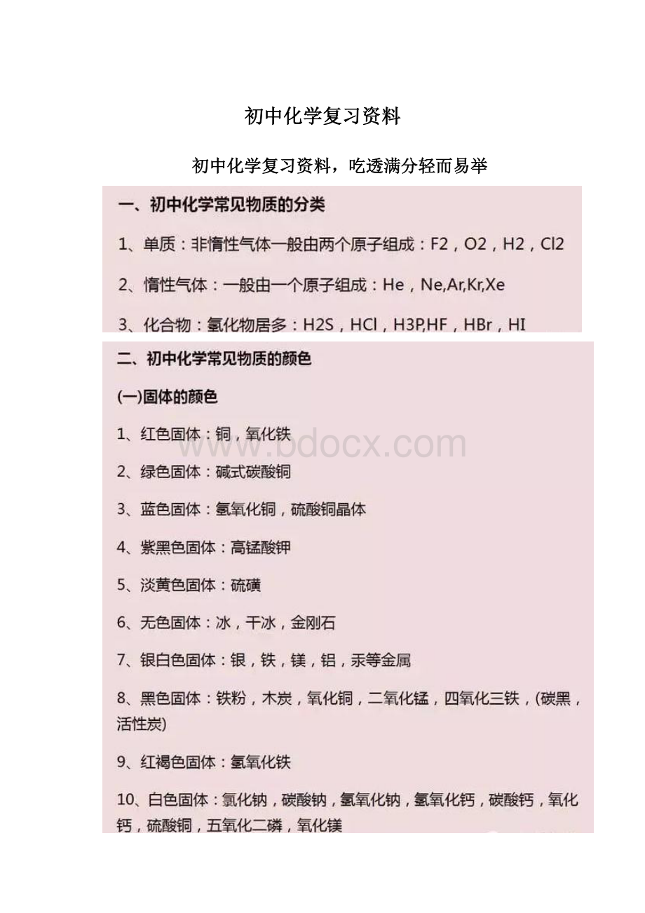 初中化学复习资料Word格式.docx