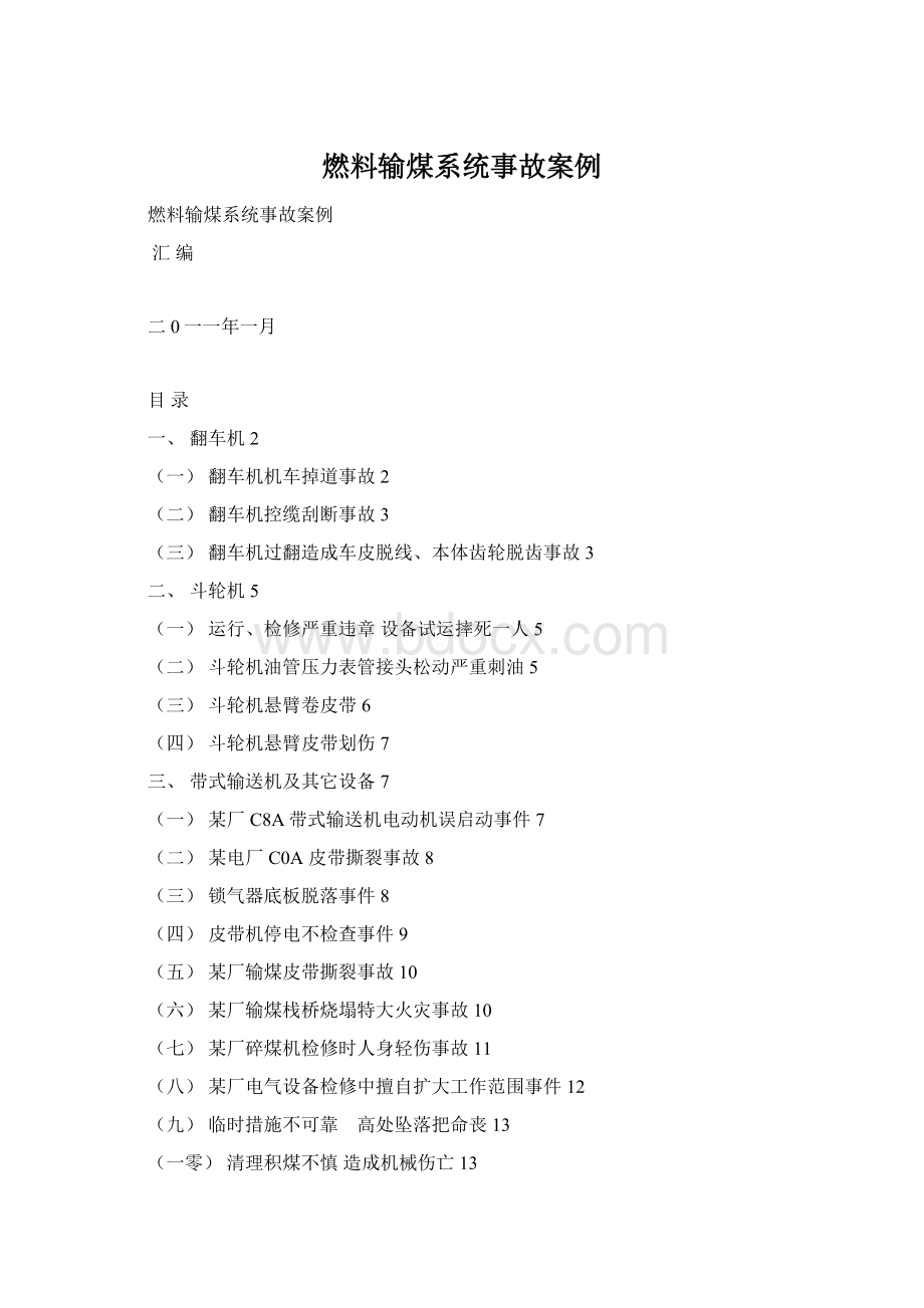 燃料输煤系统事故案例Word文档下载推荐.docx