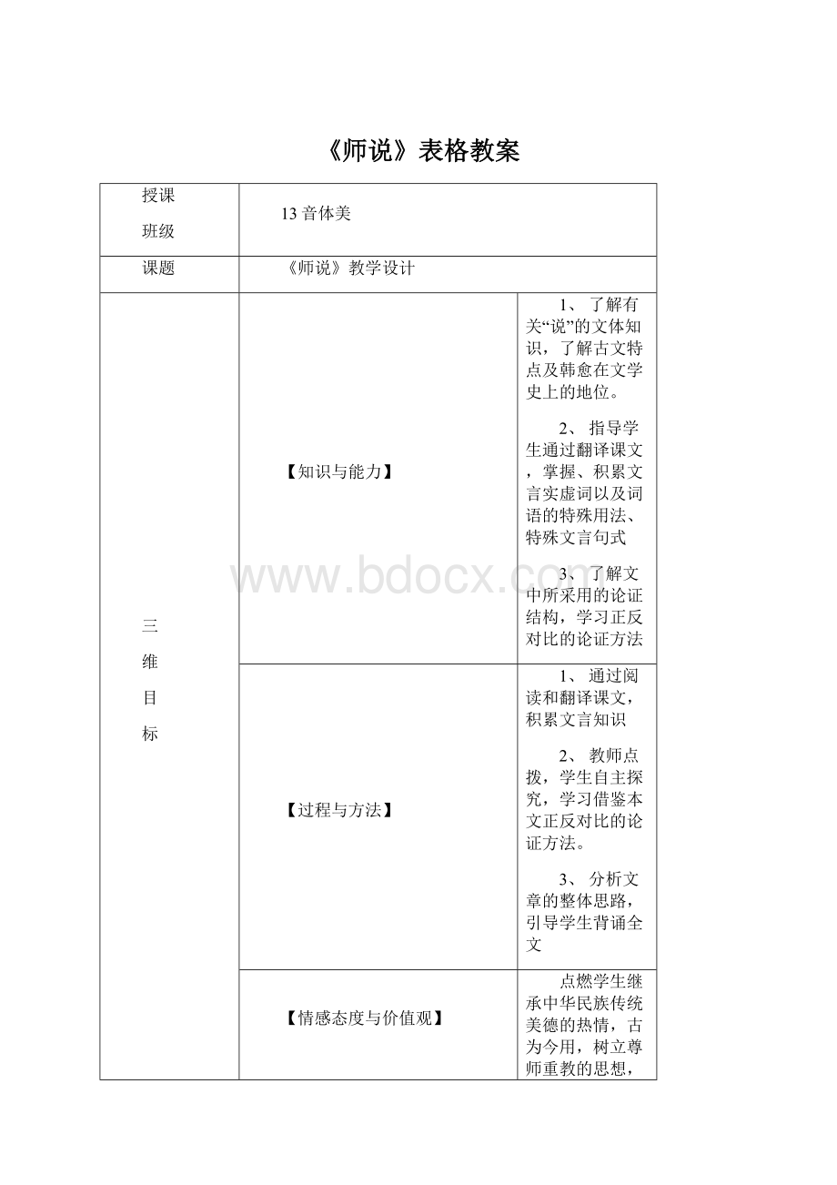 《师说》表格教案Word下载.docx_第1页