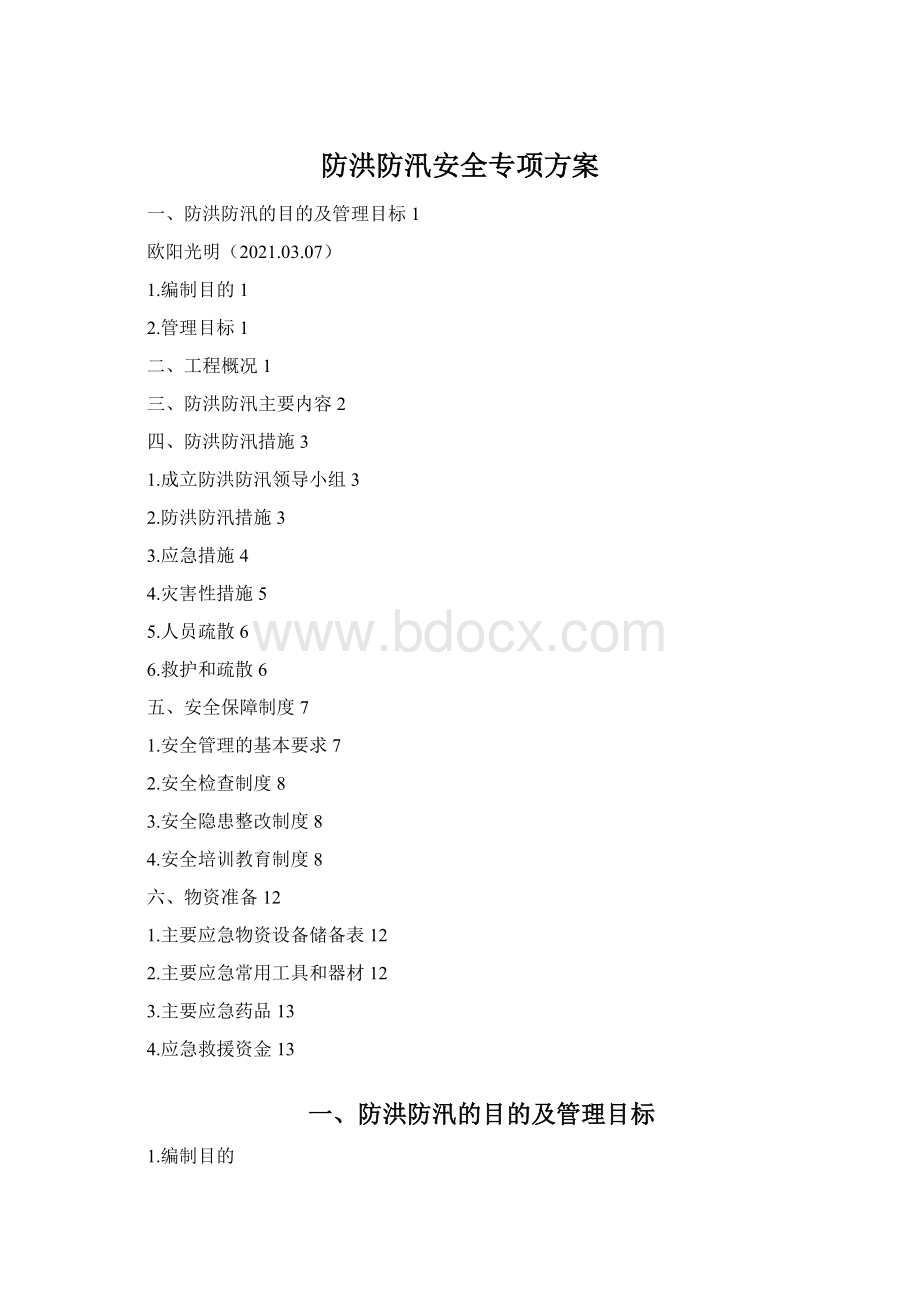 防洪防汛安全专项方案Word下载.docx