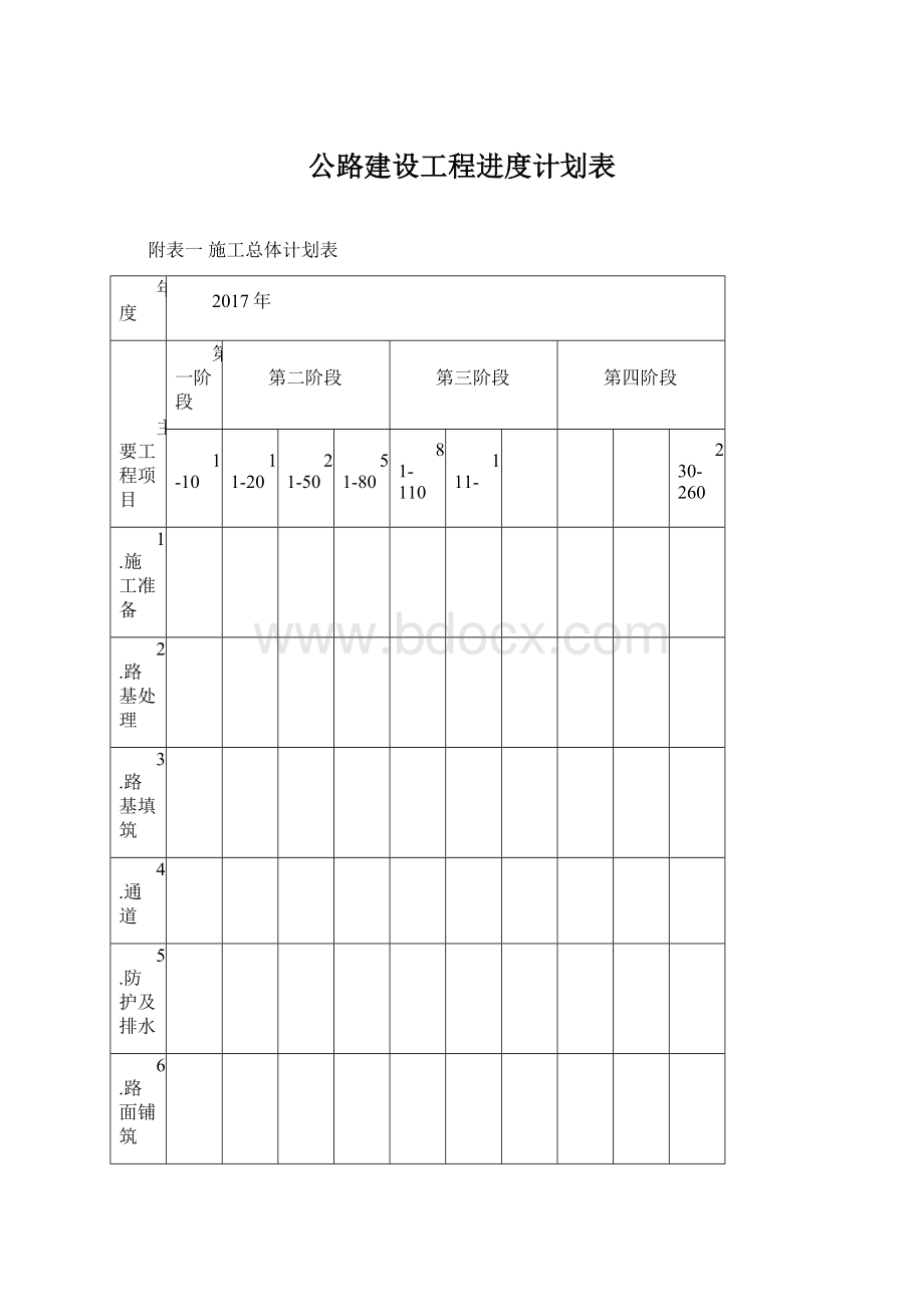 公路建设工程进度计划表.docx_第1页