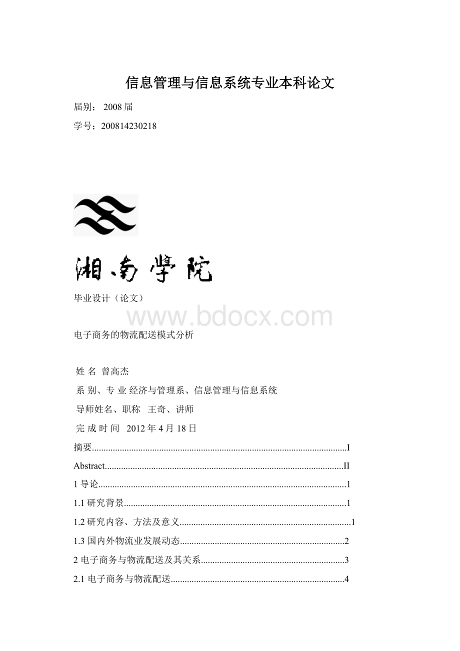 信息管理与信息系统专业本科论文文档格式.docx