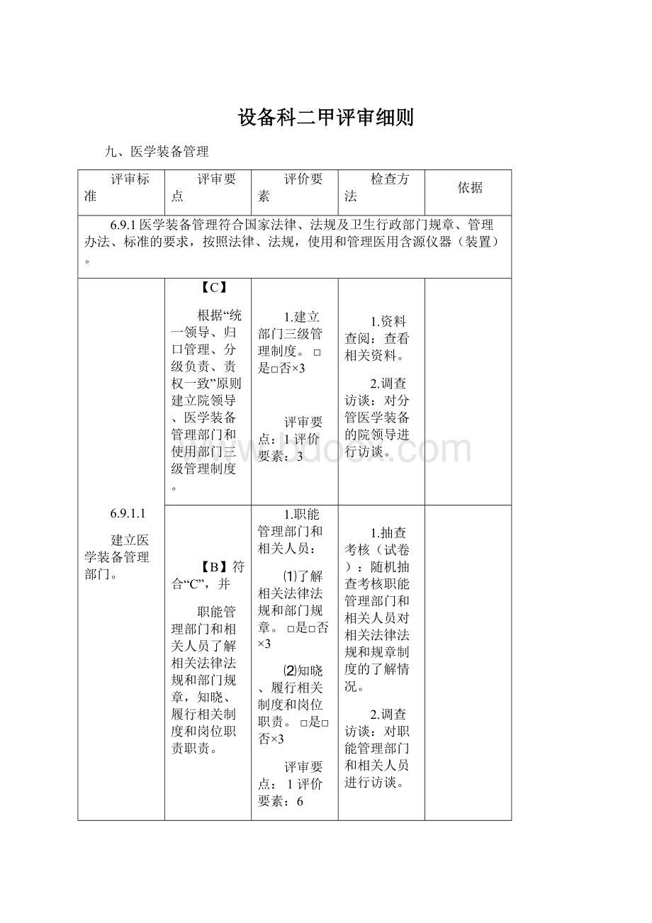 设备科二甲评审细则.docx