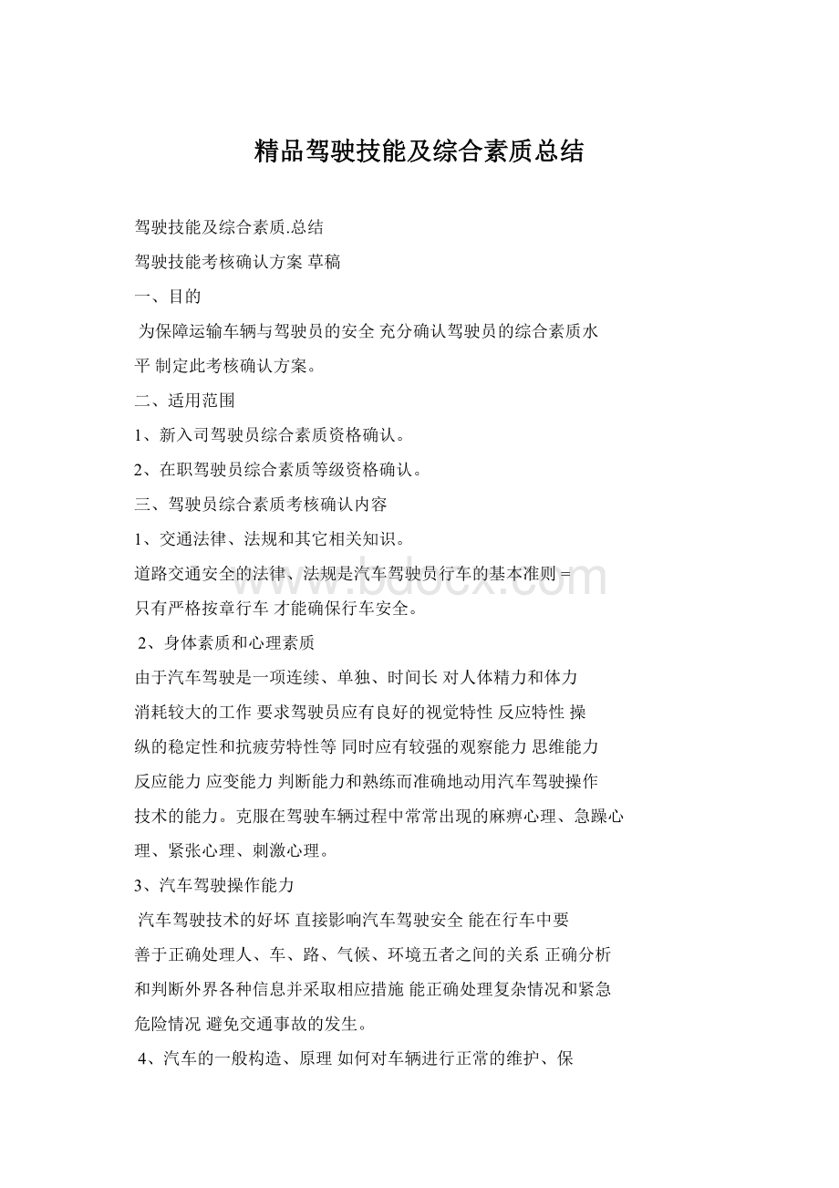 精品驾驶技能及综合素质总结.docx_第1页