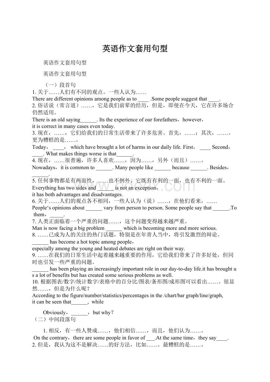 英语作文套用句型Word文档下载推荐.docx_第1页