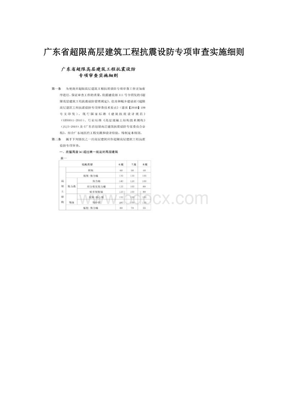 广东省超限高层建筑工程抗震设防专项审查实施细则.docx